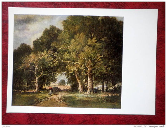 Painting by Narcisse Virgile Diaz de la Pena - forest road - art - unused - JH Postcards