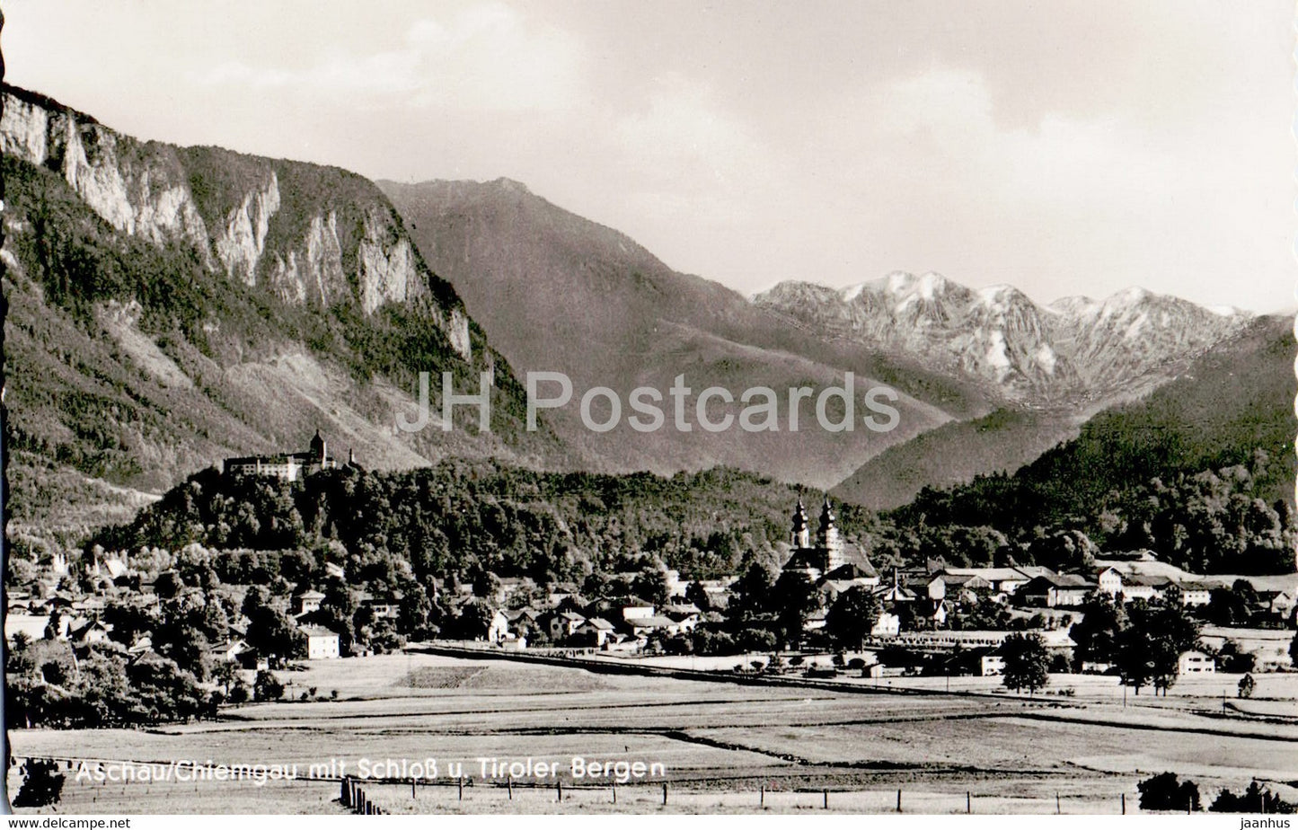 Aschau Chiemgau mit Schloss u Tiroler Bergen - old postcard - Germany - unused - JH Postcards