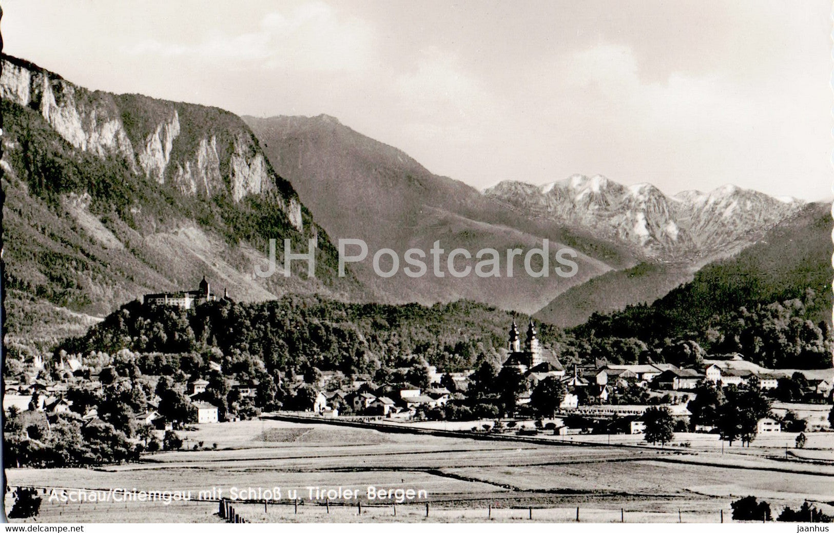 Aschau Chiemgau mit Schloss u Tiroler Bergen - old postcard - Germany - unused - JH Postcards