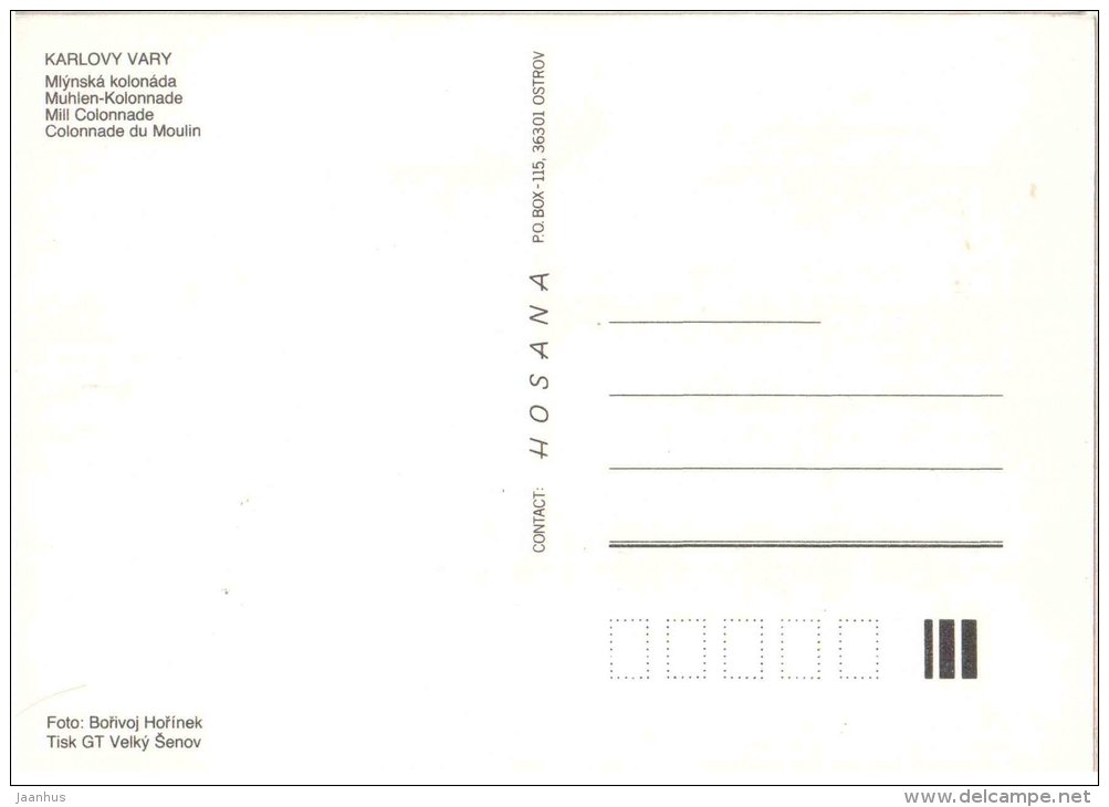 Mill Colonnade - Karlovy Vary - Karlsbad - Czech - unused - JH Postcards