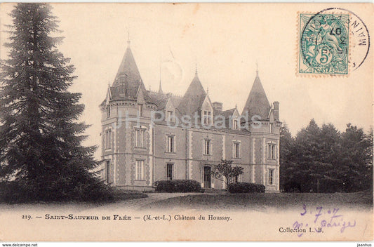 Saint Sauveur de Flee - Chateau du Houssay - castle - 219 - 1907 - old postcard - France - used - JH Postcards