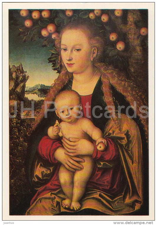painting by Lucas Cranach the Elder - The Virgin and Child under Apple-tree - German art - Russia USSR - 1982 - unused - JH Postcards