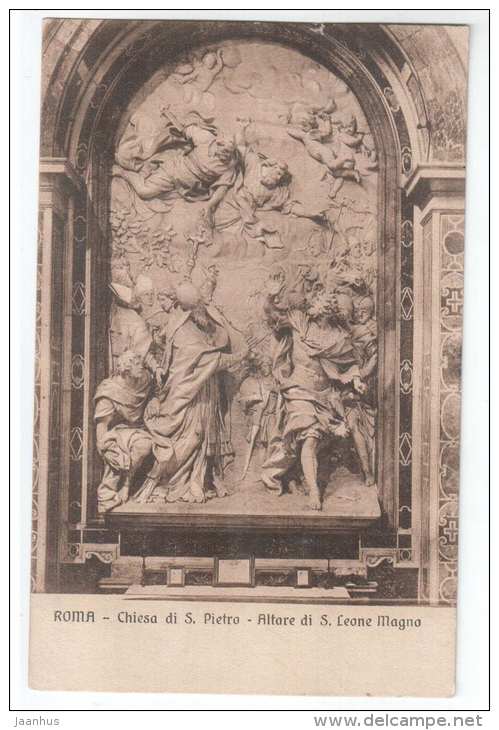Roma - Chiesa di S. Pietro: Altare di S. Leone Magno - Rome - 196 - sent from Rome to Estonia in 1921 - Italy - used - JH Postcards