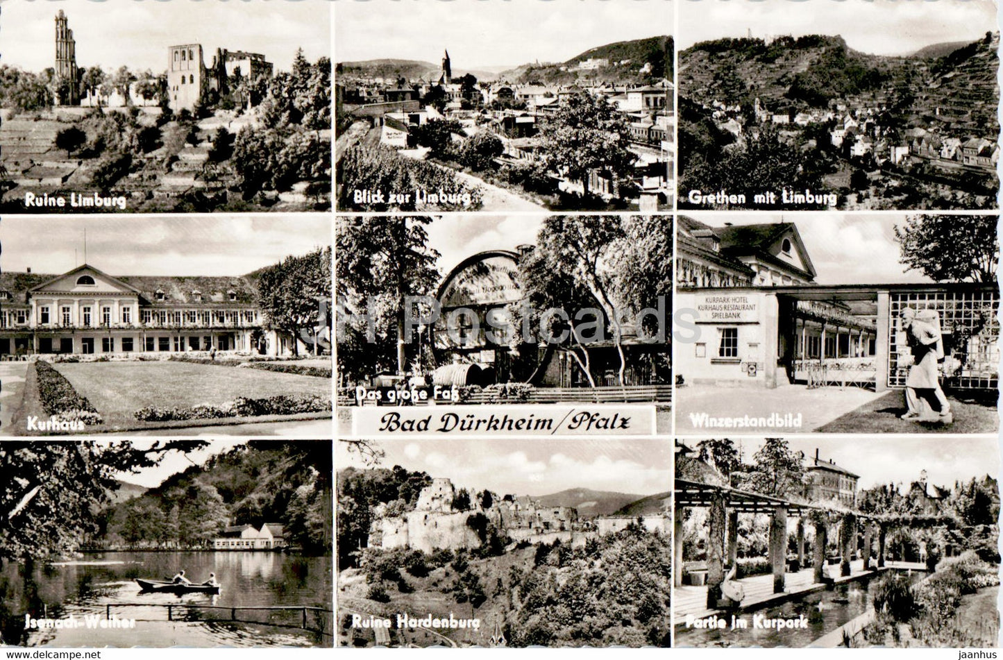 Bad Durkheim - Pfalz - Ruine Limburg - Kurhaus - Winzerstandbild - old postcard - Germany - unused - JH Postcards