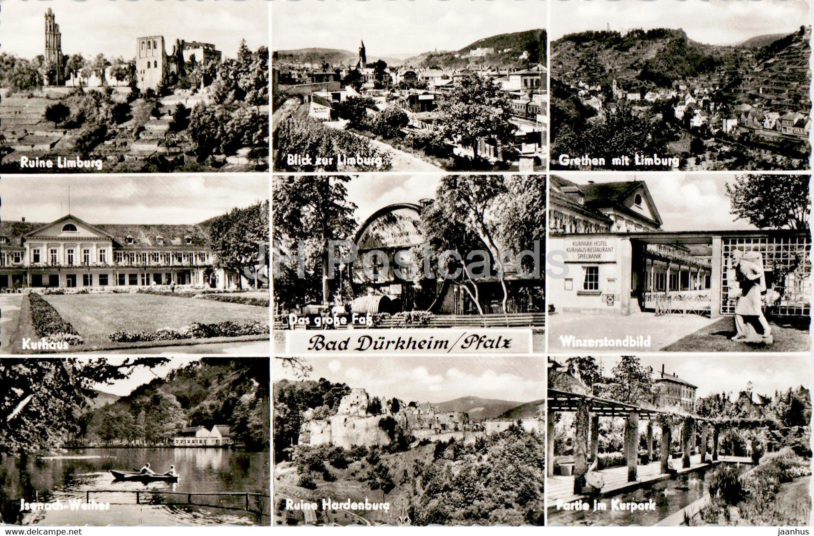 Bad Durkheim - Pfalz - Ruine Limburg - Kurhaus - Winzerstandbild - old postcard - Germany - unused - JH Postcards