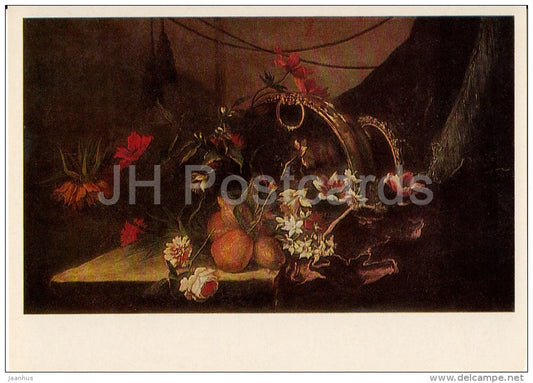 painting by Jean-Baptiste Monnoyer - Flowers and Fruit - French art - Russia USSR - 1986 - unused - JH Postcards