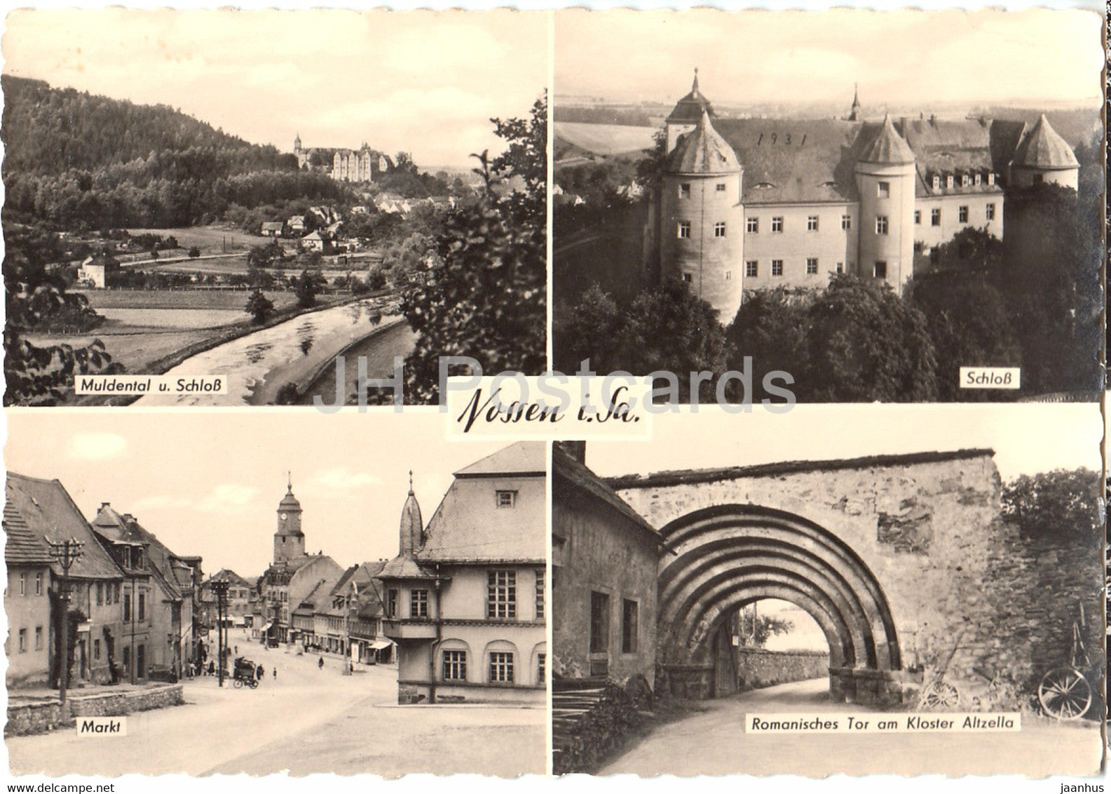 Nossen - Muldental Schloss - Schloss - Markt - Romanisches Tor am Kloster Altzella - Germany DDR - unused - JH Postcards
