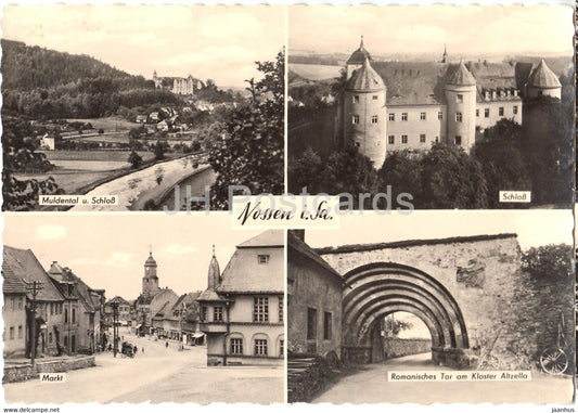 Nossen - Muldental Schloss - Schloss - Markt - Romanisches Tor am Kloster Altzella - Germany DDR - unused - JH Postcards