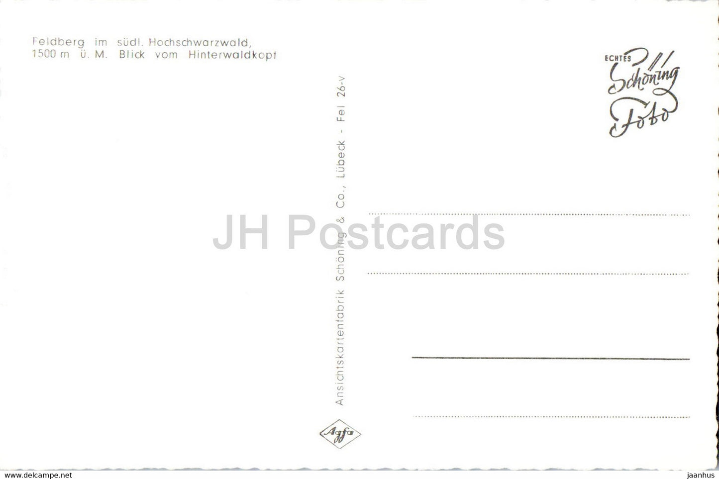 Feldberg - Blick vom Hinterwaldkopf - old postcard - Germany - unused
