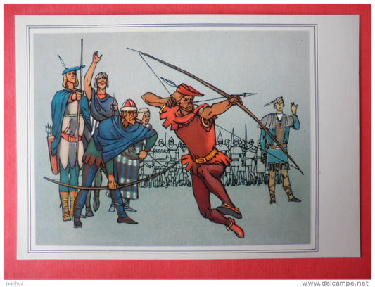 illustration by A. Blokh , L. Korsakov - Bow - Robin Hood - 1975 - Russia USSR - unused - JH Postcards