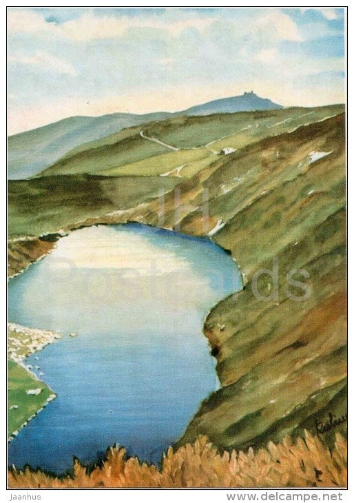 Riesengebirge Schlesien Schneekoppe mit großem Teich , von Otto Kalina - Schlesien - Germany - ungelaufen - JH Postcards