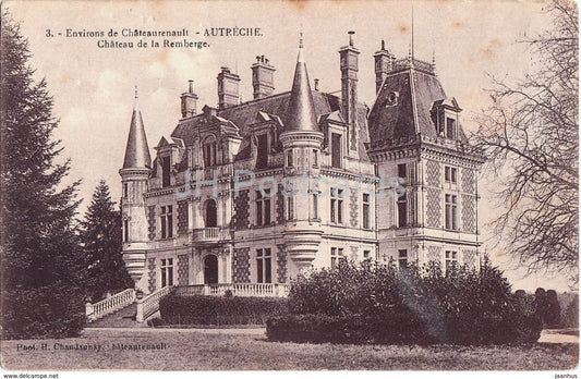 Environs de Chateaurenault - Autreche - Chateau de la Remberge - castle - 3 - old postcard - France - used - JH Postcards
