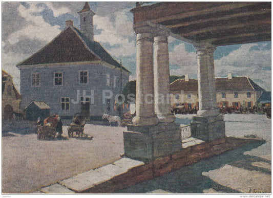 painting by A. Yegorov - Town Hall in Kuressaare - Saaremaa - Russian art - 1957 - Russia USSR - unused - JH Postcards