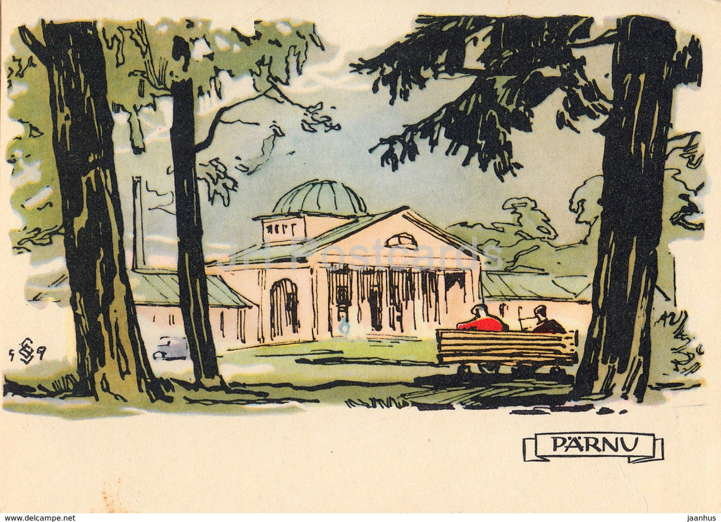 Mud Baths - Parnu - Illustration by O. Soans - 1960 - Estonia USSR - unused - JH Postcards