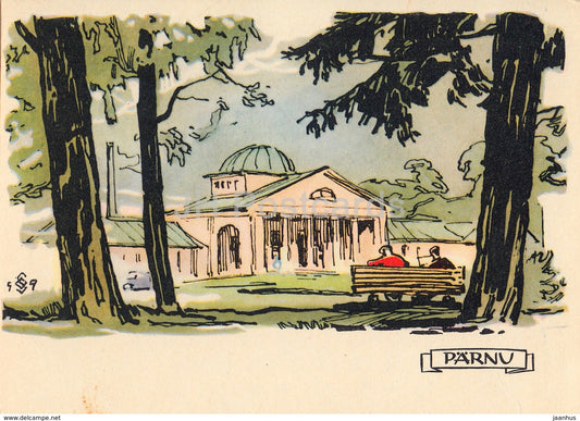 Mud Baths - Parnu - Illustration by O. Soans - 1960 - Estonia USSR - unused - JH Postcards