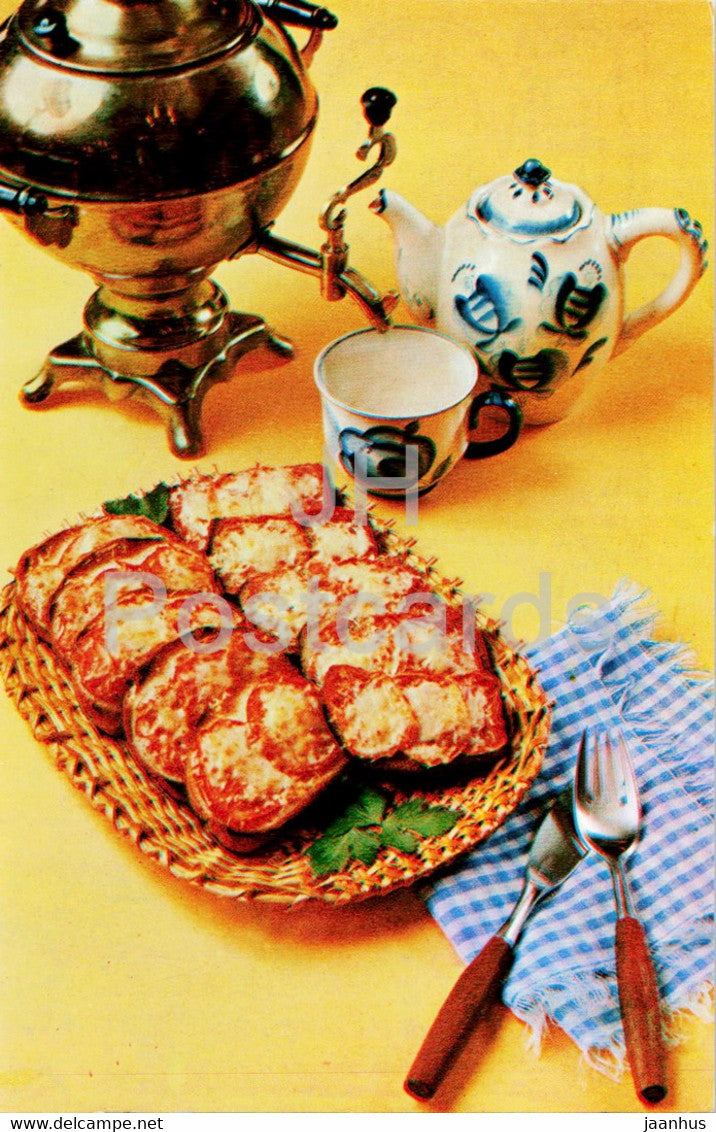 Tomato and cheese tarts - recipes - dishes - cooking - 1982 - Russia USSR - unused - JH Postcards