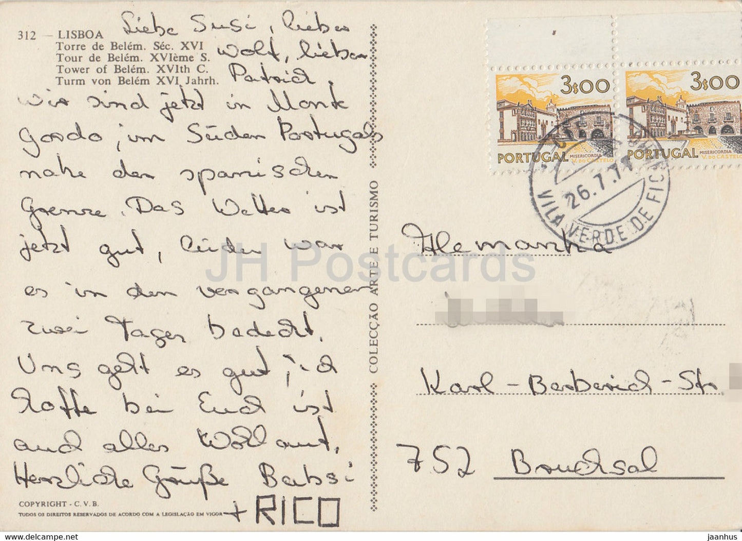 Lissabon - Lisboa - Torre de Belem - Turm von Belem - 312 - 1977 - Portugal - gebraucht