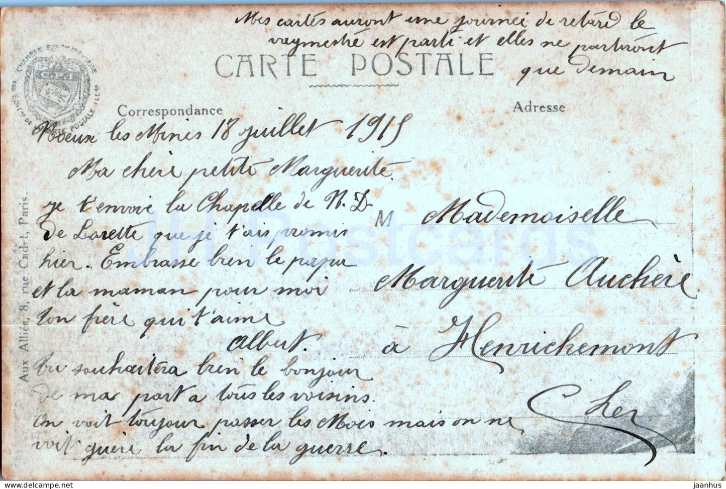 Ablain St Nazaire - La Chapelle de Notre Dame de Lorette - chapel - old postcard - 1918 - France - used