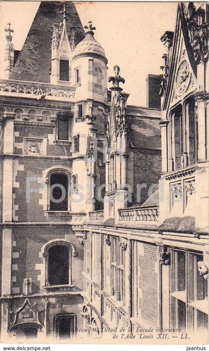 Blois - Le Chateau - Detail de la Facade interieure de l'Aile Louis XII  - castle - 1924 - old postcard - France - used - JH Postcards