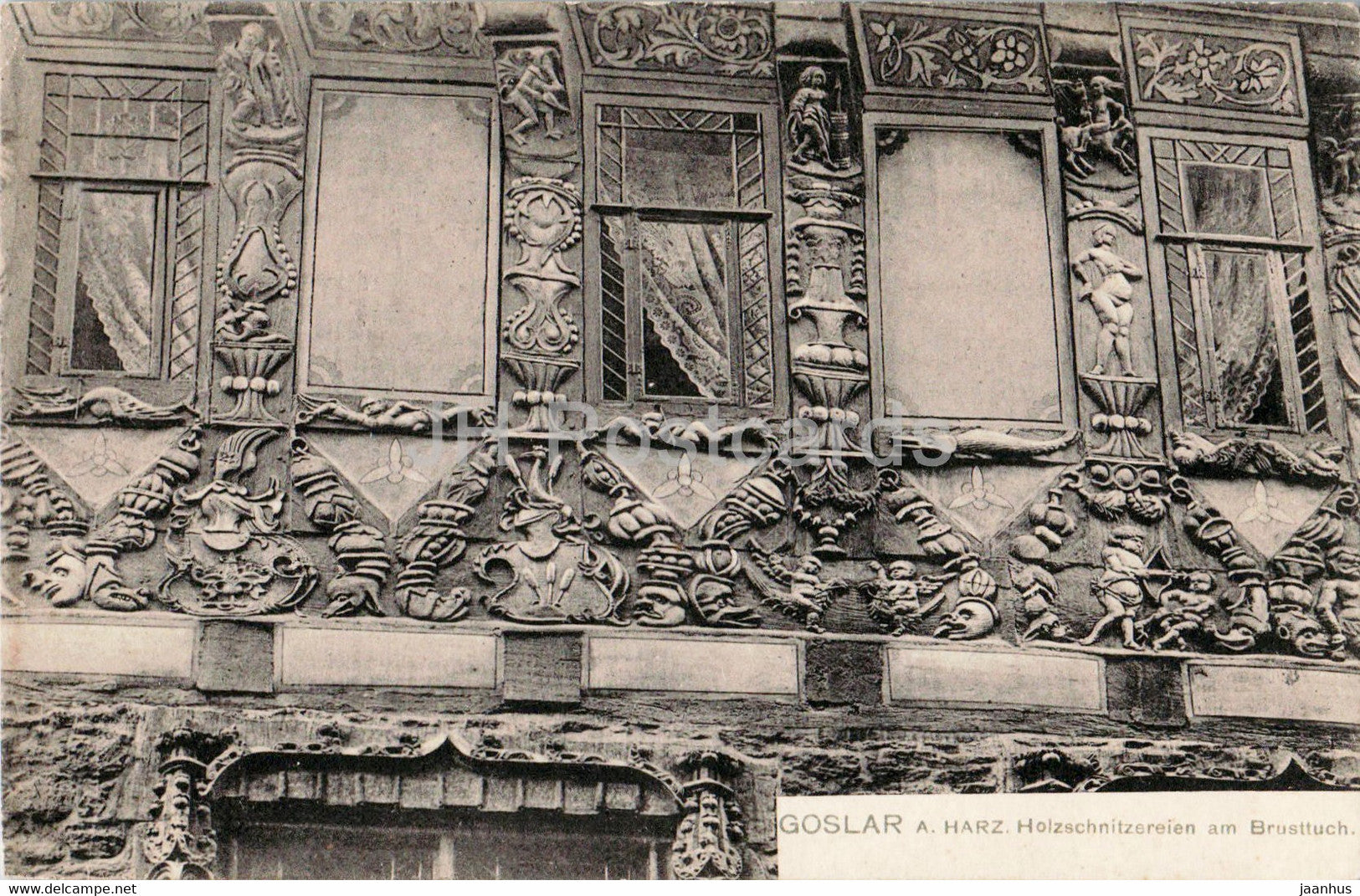 Goslar a Harz - Holzschnitzereien am Brusttuch - old postcard - Germany - unused - JH Postcards