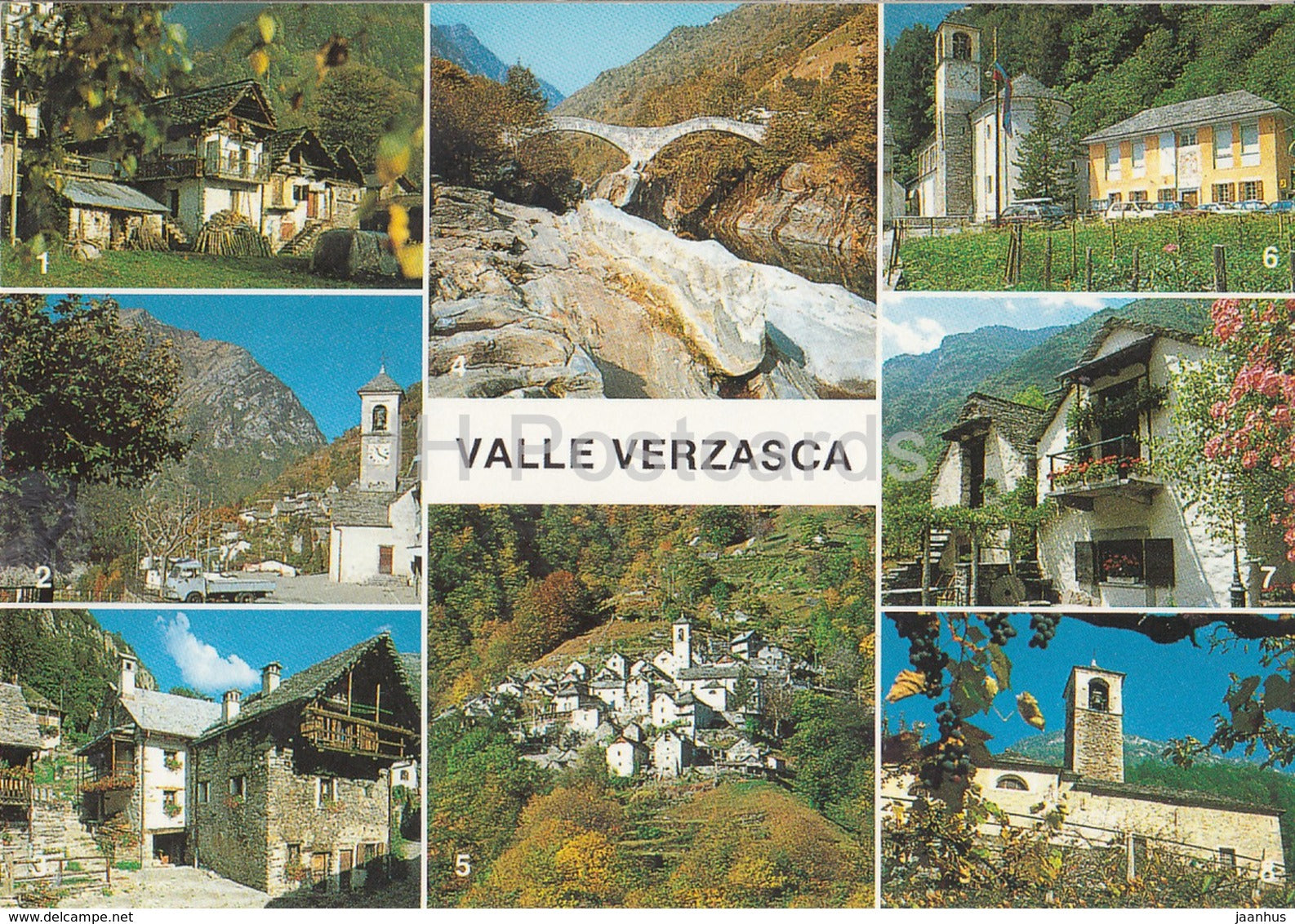Valle Verzasca - Frasco - Vogorno - Sonogno - Lavertezzo - Corippo - Brione - multiview - 2004 - Switzerland - used - JH Postcards
