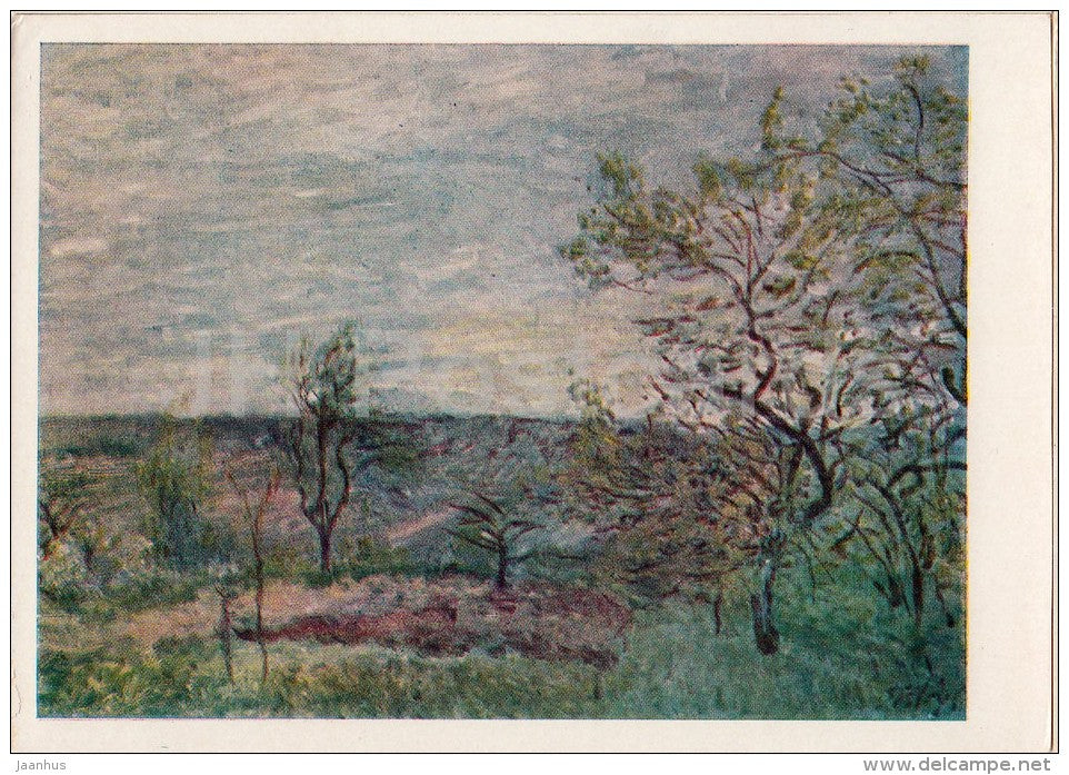 painting by Alfred Sisley - Windy Day at Veneux - British art - 1960 - Russia USSR - unused - JH Postcards