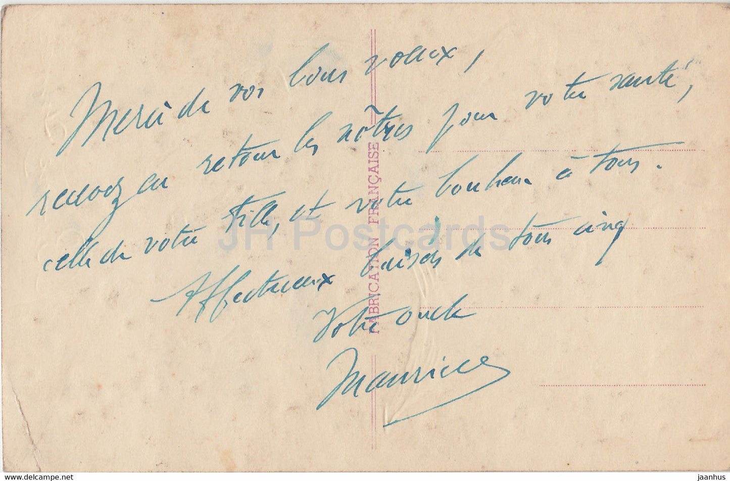 Birthday Greeting Card - Bonne Annee - flowers - purple tulips - illustration - old postcard - France - used