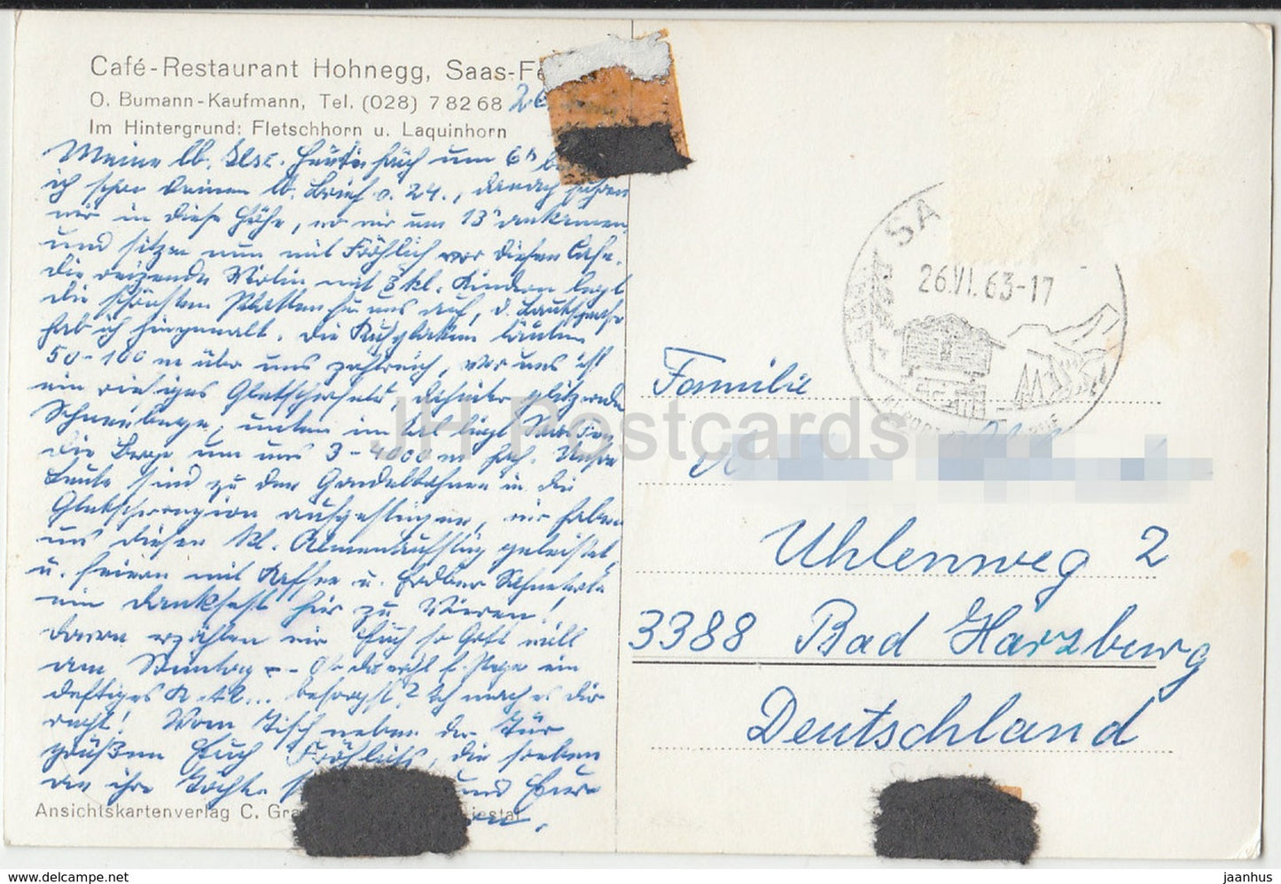 Café Restaurant Hohnegg - Suisse - 1963 - occasion