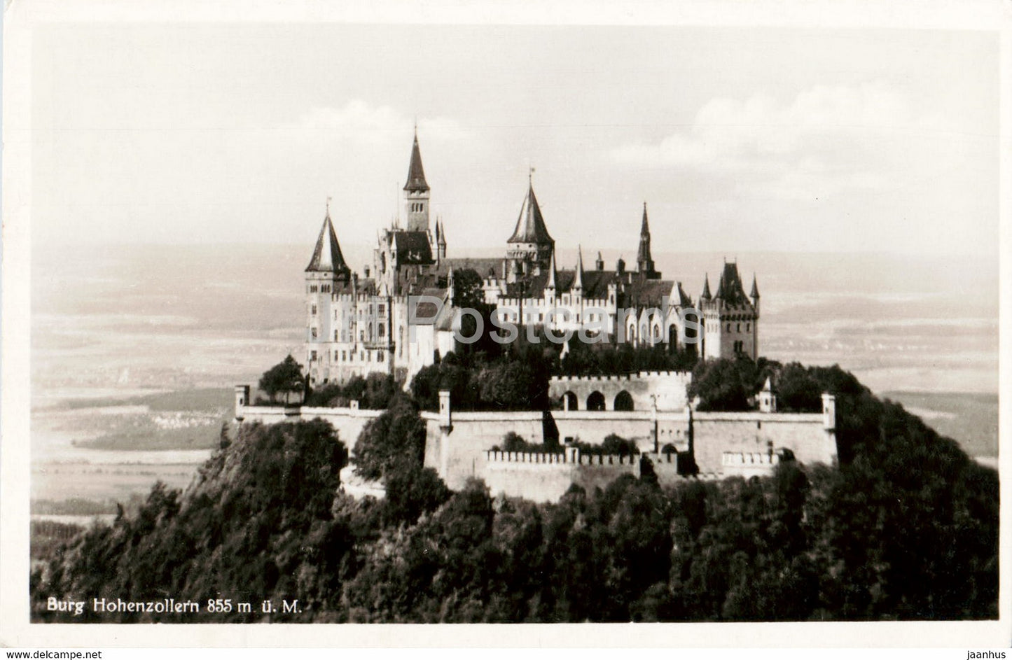 Burg Hohenzollern 855 m - castle - old postcard - Germany - unused - JH Postcards