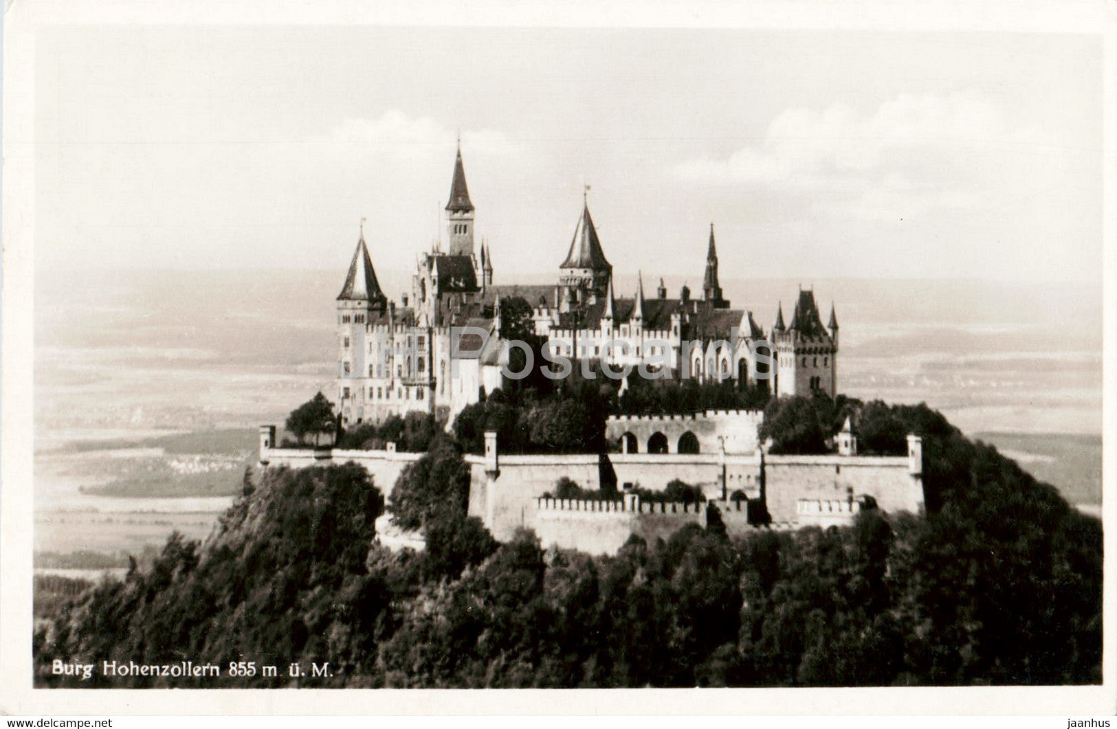 Burg Hohenzollern 855 m - castle - old postcard - Germany - unused - JH Postcards