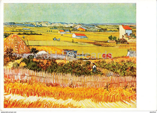 painting by Vincent van Gogh - Landschaft mit Gemusegarten - Provence - Dutch art - old postcard - 1959 - Germany - used - JH Postcards