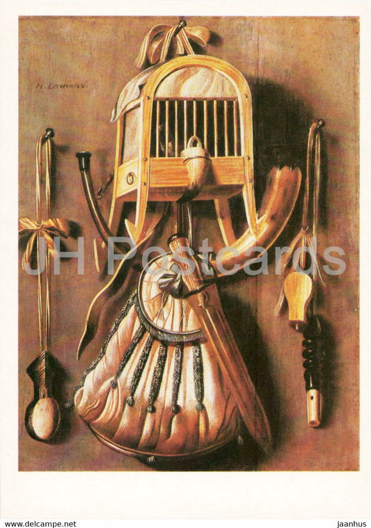 painting by Johannes Leemans - Hunting Still Life - birds Dutch art - 1987 - Russia USSR - unused - JH Postcards