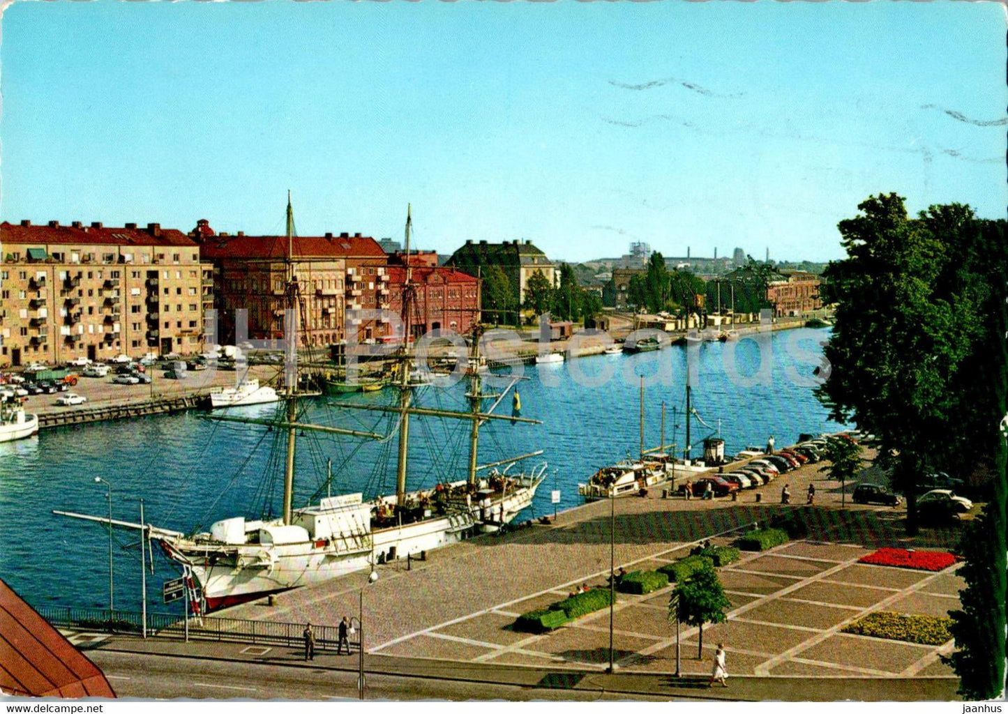 Halmstad - Hamnparti - ship - port - 1974 - Sweden - used - JH Postcards