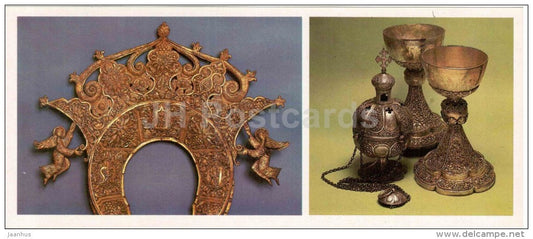 crown of icon - censer - chalice - silver - handicraft - Yaroslavl motives - 1983 - Russia USSR - unused - JH Postcards