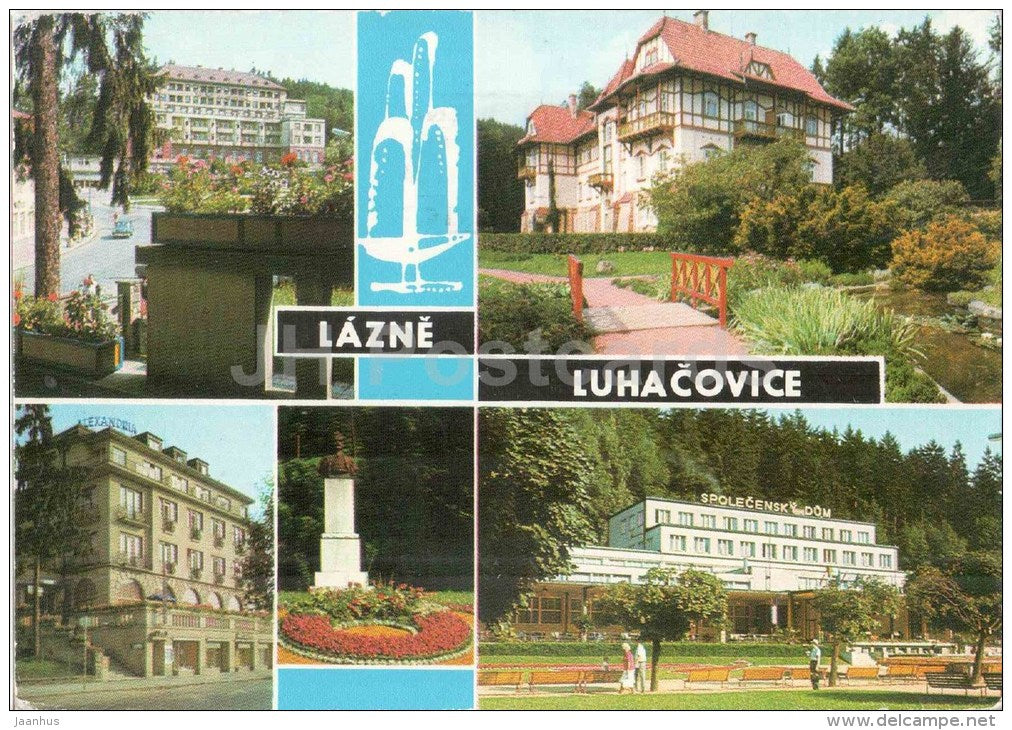 Lazne Luhacovice - palace-sanatorium - Leos Janacka house - hotel Alexandria - Czechoslovakia - Czech - used 1976 - JH Postcards