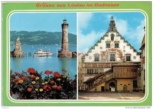 Grüsse aus Lindau im Bodensee - leuchtturm - lighthouse - 8990 - Germany - 1988 gelaufen - JH Postcards