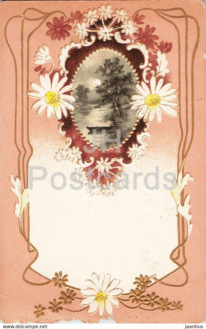 flowers - landscape - Cichorien Daniel Voelcker bester Kaffeezusatz - old postcard - Germany - unused - JH Postcards