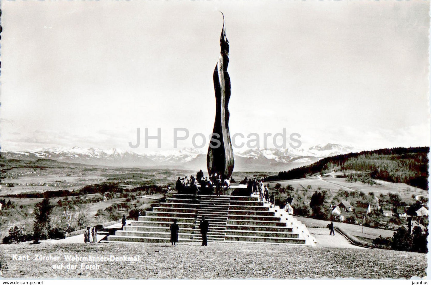 Zurcher Wehrmanner Denkmal auf der Forch - monument - 5459 - old postcard - 1952 - Switzerland - used - JH Postcards