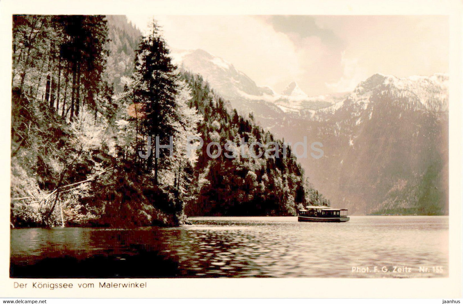 Der Konigssee vom Malerwinkel - Aus dem Berchtesgadener Land - old postcard - Germany - unused - JH Postcards
