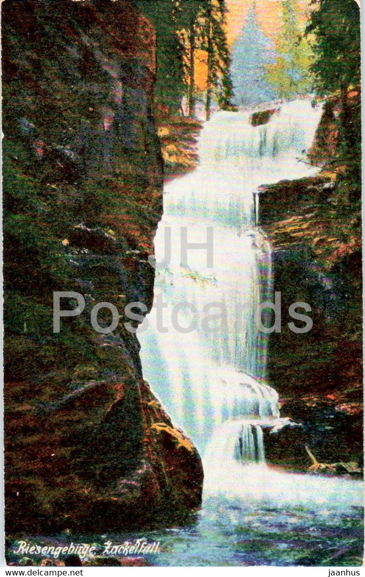 Riesengebirge - Zackelfall - waterfall - 247 - old postcard - Poland - unused - JH Postcards