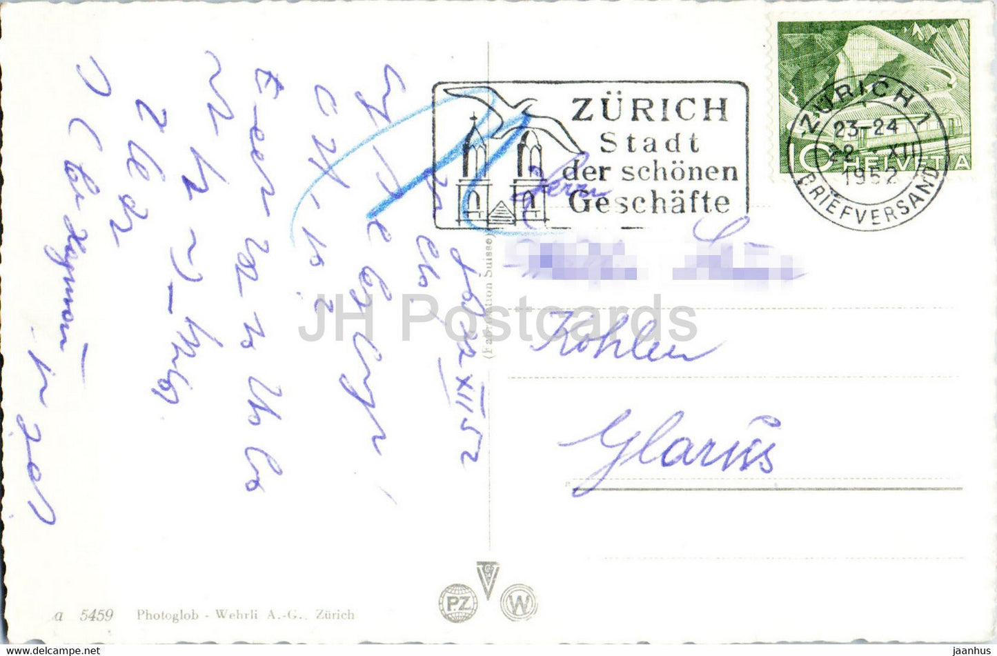 Zurcher Wehrmanner Denkmal auf der Forch - monument - 5459 - carte postale ancienne - 1952 - Suisse - utilisé