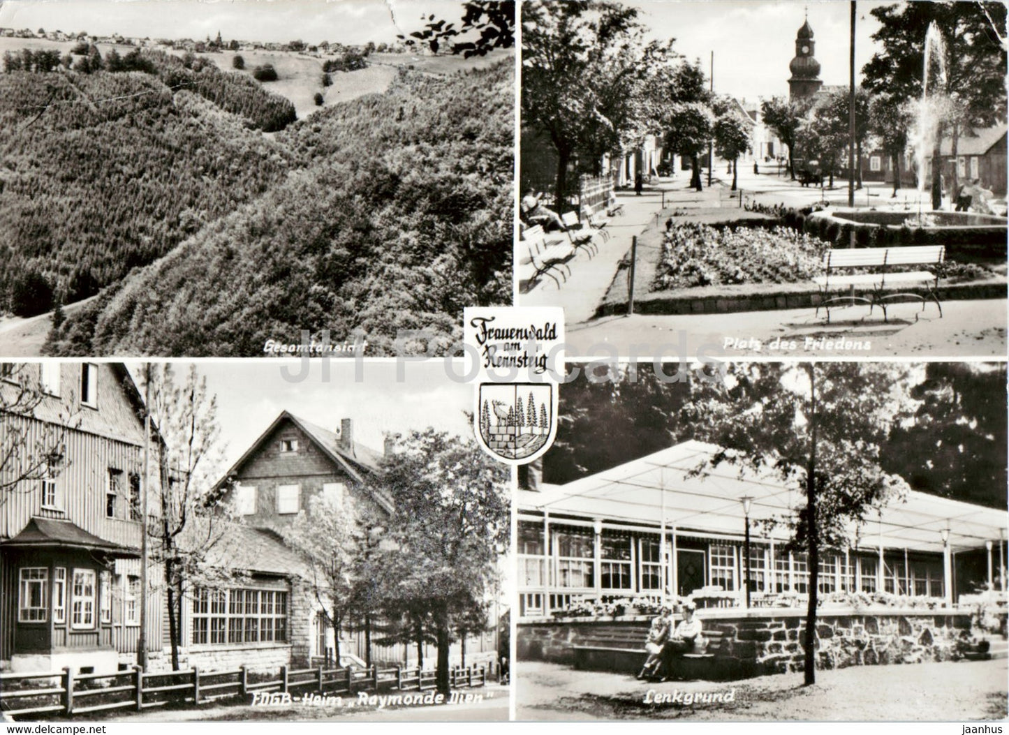 Frauenwald am Rennsteig - Platz des Friedens - FDGB Heim Raymonde Dien - Lenkgrund - old postcard - Germany DDR - used - JH Postcards