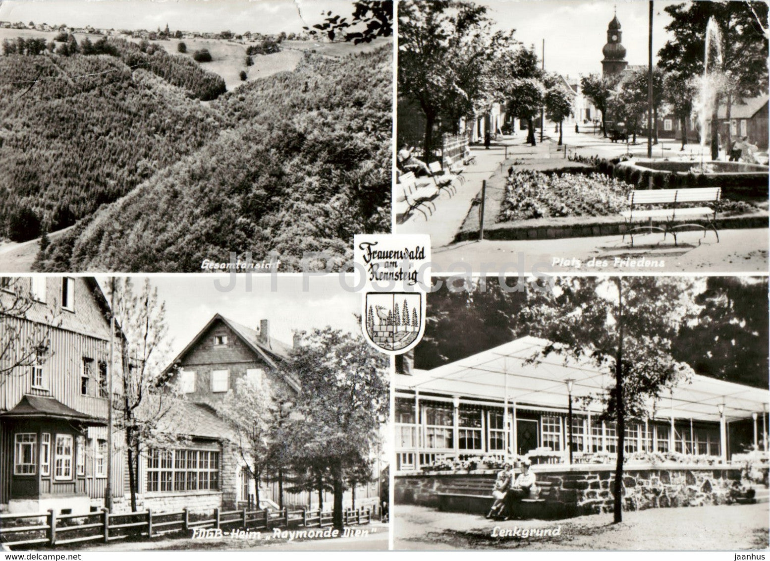 Frauenwald am Rennsteig - Platz des Friedens - FDGB Heim Raymonde Dien - Lenkgrund - old postcard - Germany DDR - used - JH Postcards