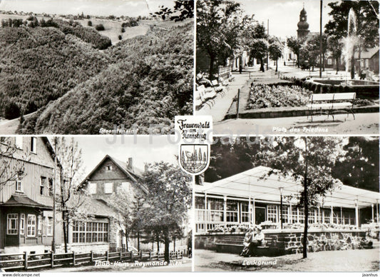 Frauenwald am Rennsteig - Platz des Friedens - FDGB Heim Raymonde Dien - Lenkgrund - old postcard - Germany DDR - used - JH Postcards