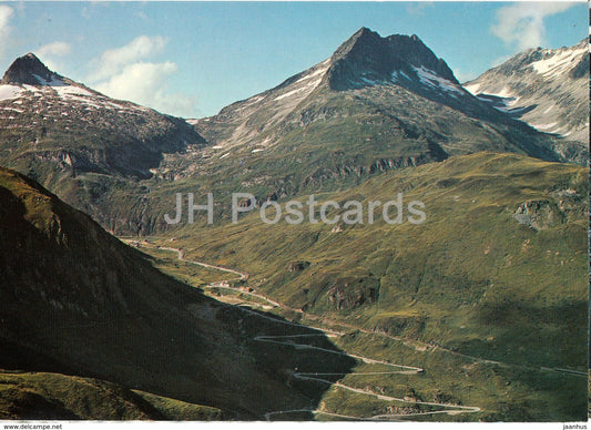 Oberalp pass 2044 m - Strasse auf der Bundnerseite mit Schneehuhnerstock - 5515 - Switzerland - unused - JH Postcards