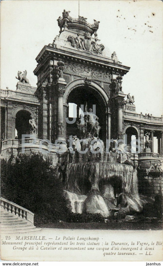 Marseille - Le Palais Longchamp - 25 - old postcard - 1912 - France - used - JH Postcards