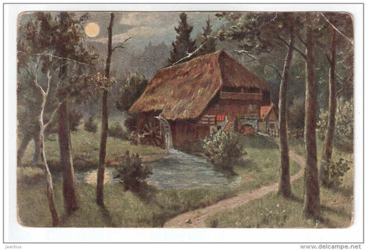 illustration - watermill - O. G. Z. - 955 - circulated in Estonia 1923 , Valk , Karula - used - JH Postcards
