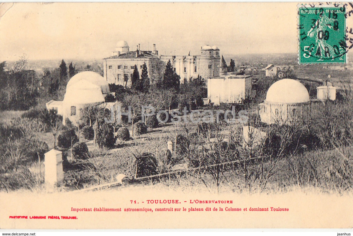 Toulouse - L'Observatoire - observatory - 71 - 1909 - old postcard - France - used - JH Postcards