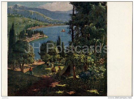 painting by V. Dugladze - On the Black Sea coast , 1957 - Caucasus - Georgian art - 1961 - Russia USSR - unused - JH Postcards