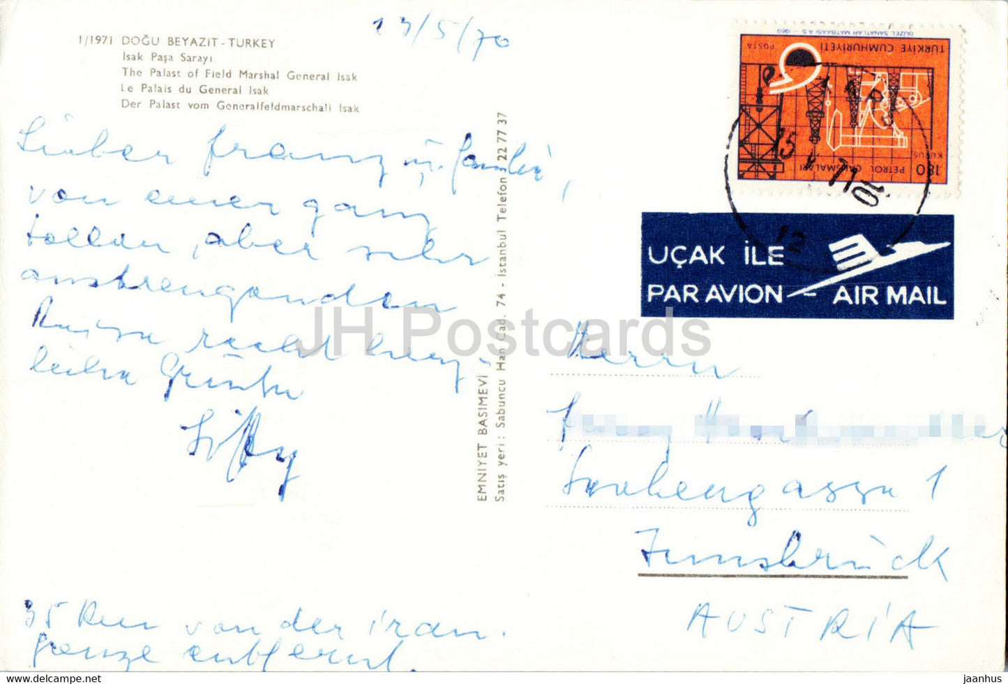 Dogu Beyazit - Le Palais du Maréchal Général Isak 1971 - Turquie - occasion